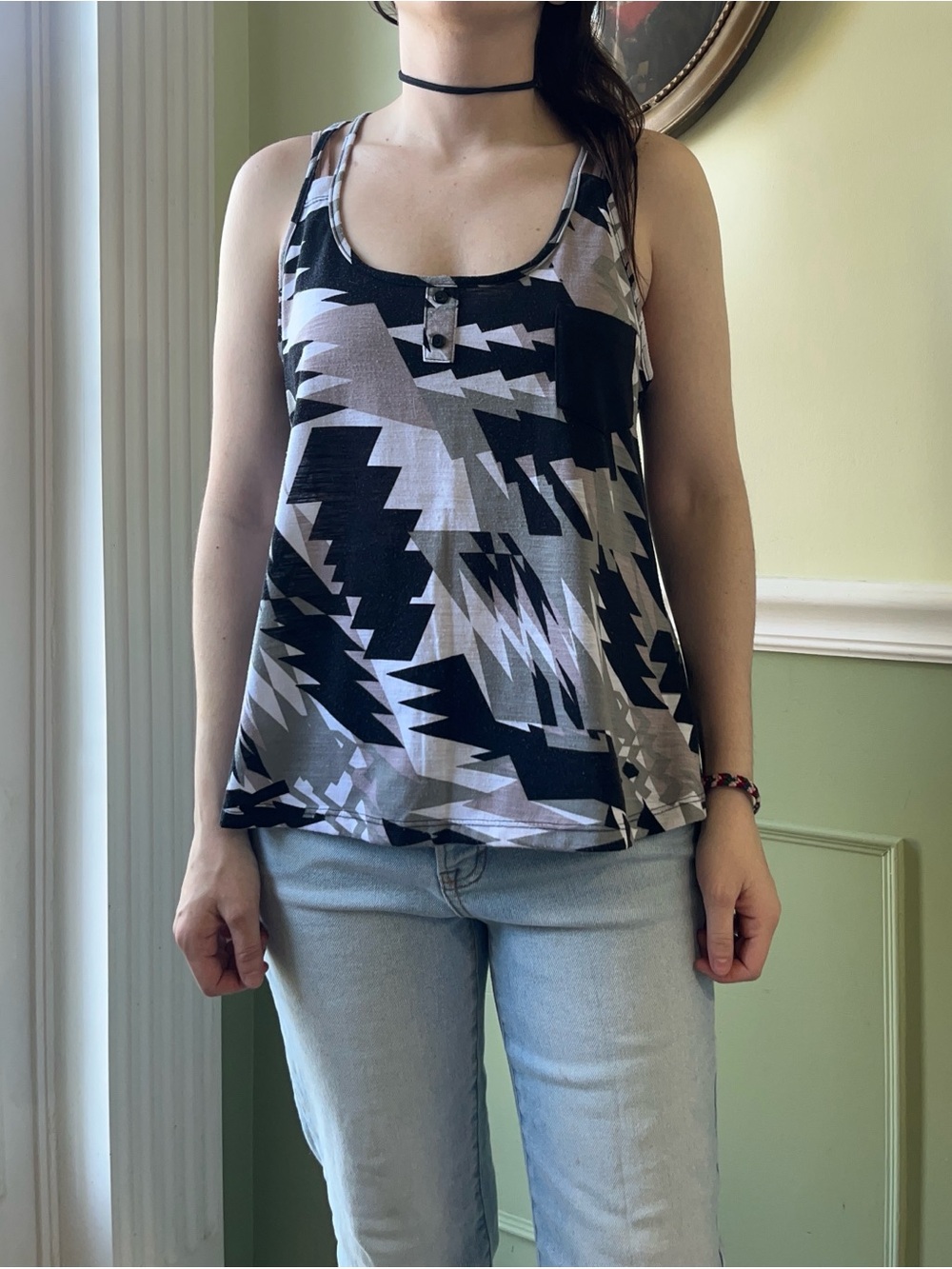 Lily Rose tribal black and gray tank top